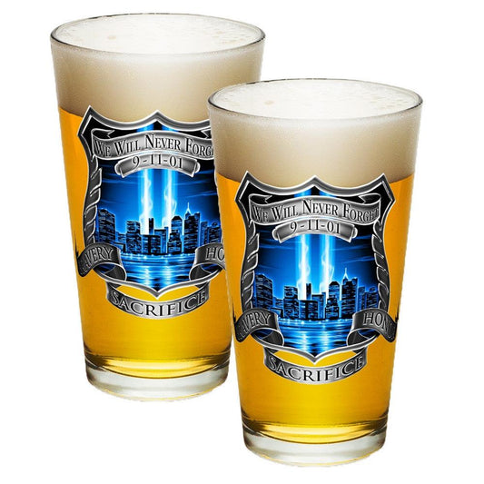 9/11 Police Blue Skies Pint Glasses-Military Republic