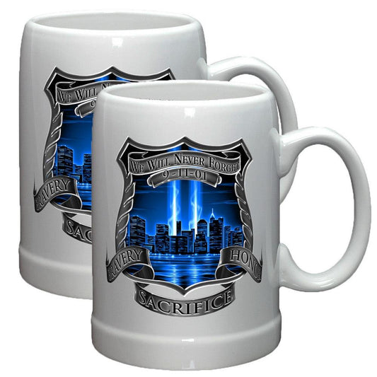 9/11 Police Blue Skies Stoneware Mug Set-Military Republic