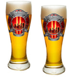 9/11 Police Red Skies Pilsner Glass Set-Military Republic