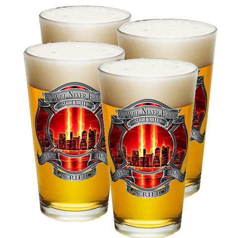 9/11 Police Red Skies Pint Glasses-Military Republic