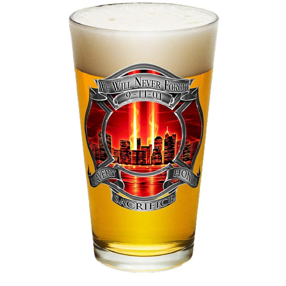 9/11 Police Red Skies Pint Glasses-Military Republic