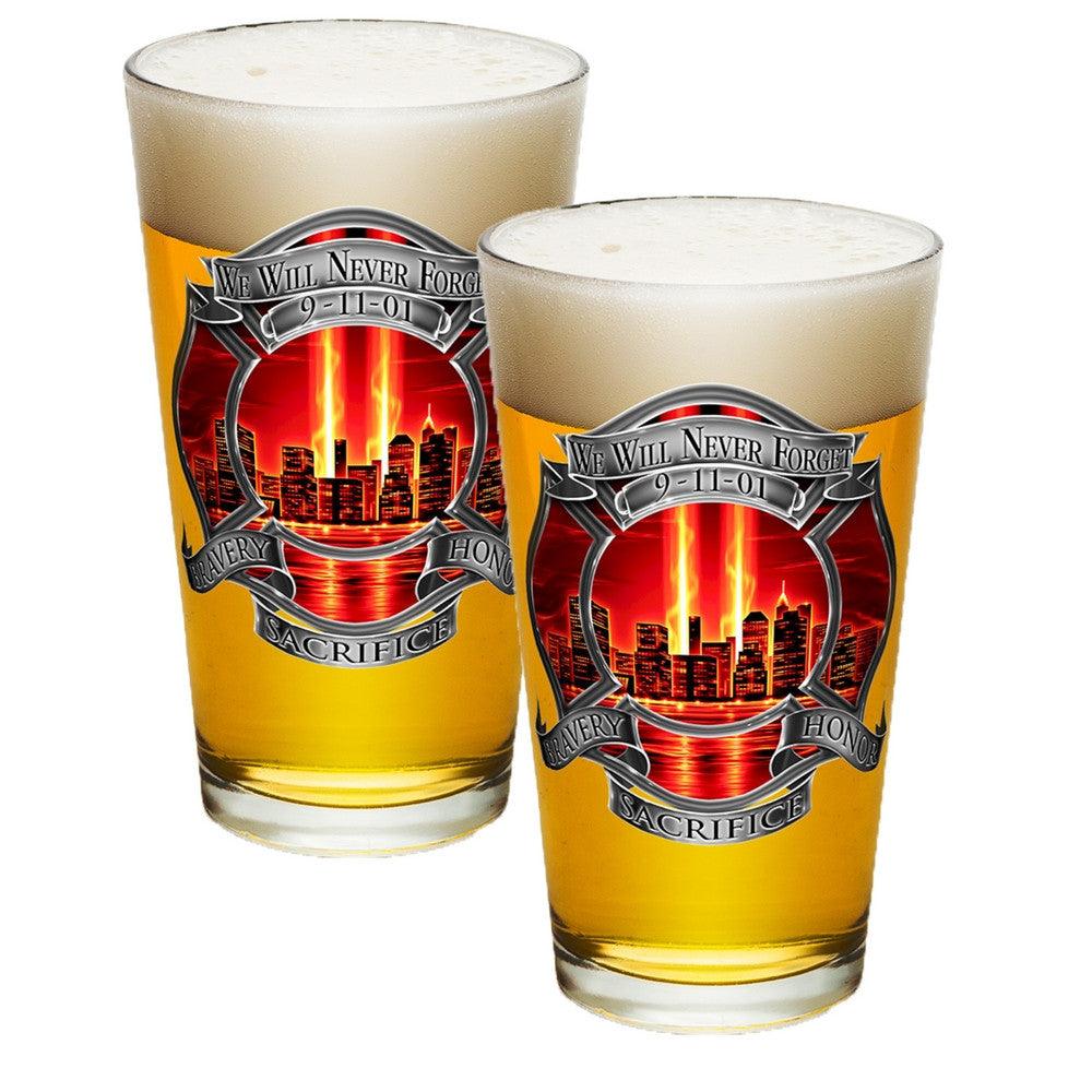 9/11 Police Red Skies Pint Glasses-Military Republic
