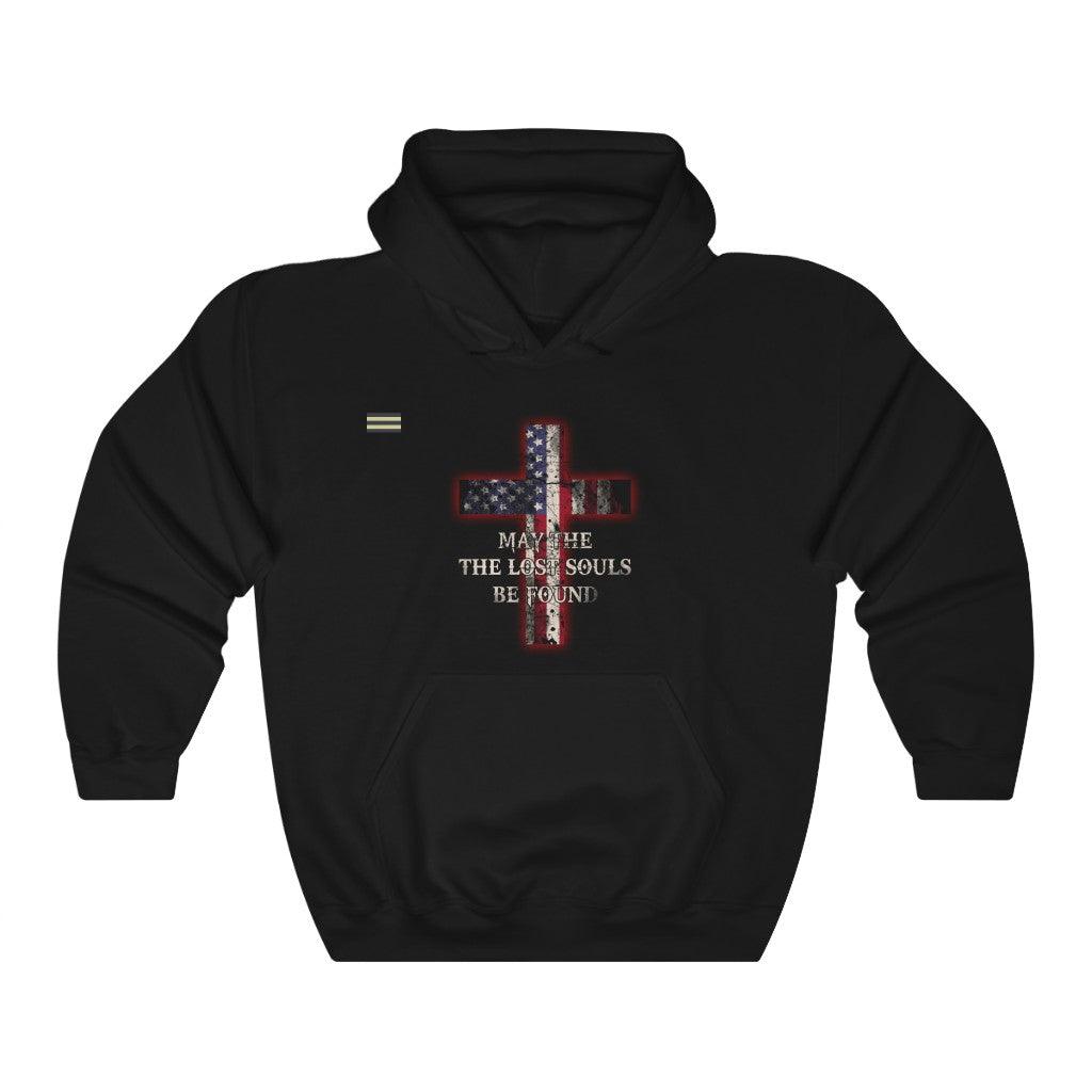 May the Lost Souls Be Found Cross & Flag Unisex Hoodie - Military Republic