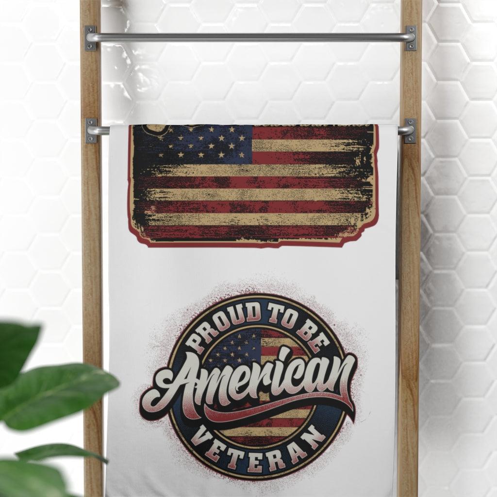 Proud To Be American Veteran Design 30x60 Beach Towel - Military Republic