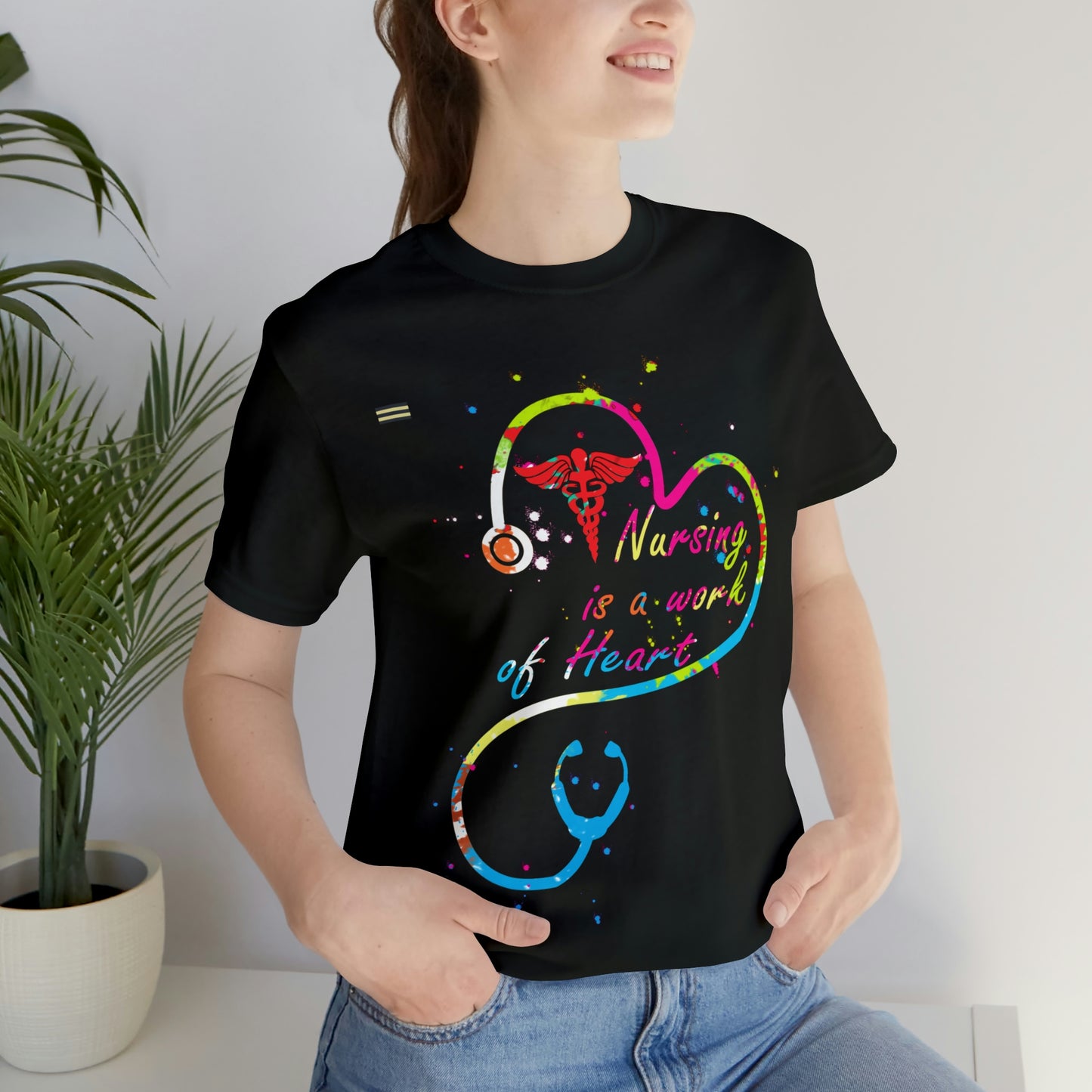 Nursing is a Work of Heart Stethoscope Design Nurse T-shirt