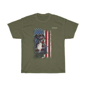 Great Dane Dog with Distressed USA Flag Patriotic T-shirt - Military Republic