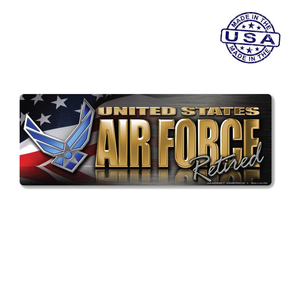 United States Air Force Retired Chrome Bumper Strip Magnet (7.75