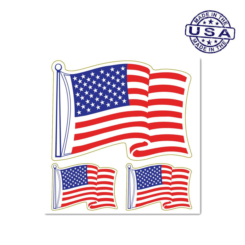 United States Patriotic American Flag Sticker Pack (6" x 6") - Military Republic