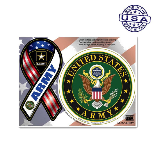 United States Army Combo Mini Ribbon (2" x 4") and Circle (3.75") Magnets - Military Republic