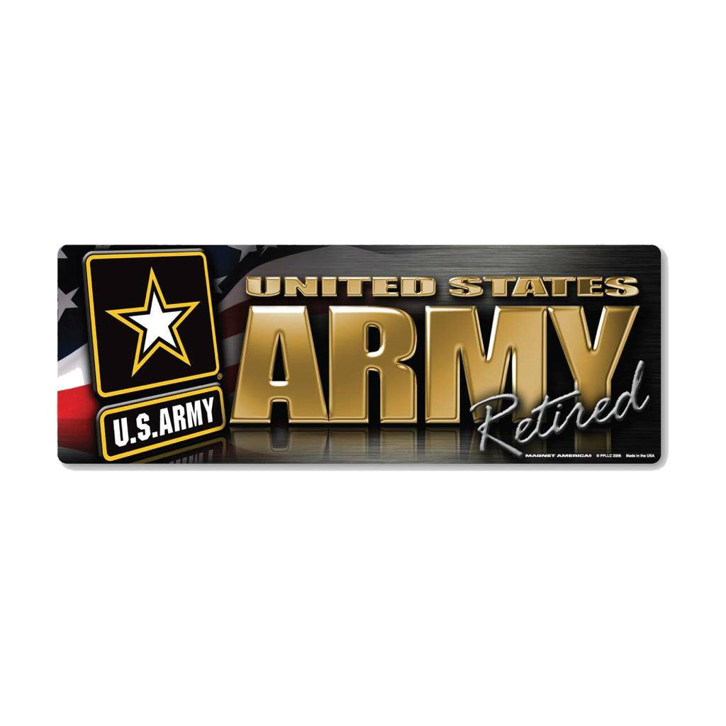 United States Army Retired Chrome Mini Bumber Strip Magnet (4" x 1.5") - Military Republic