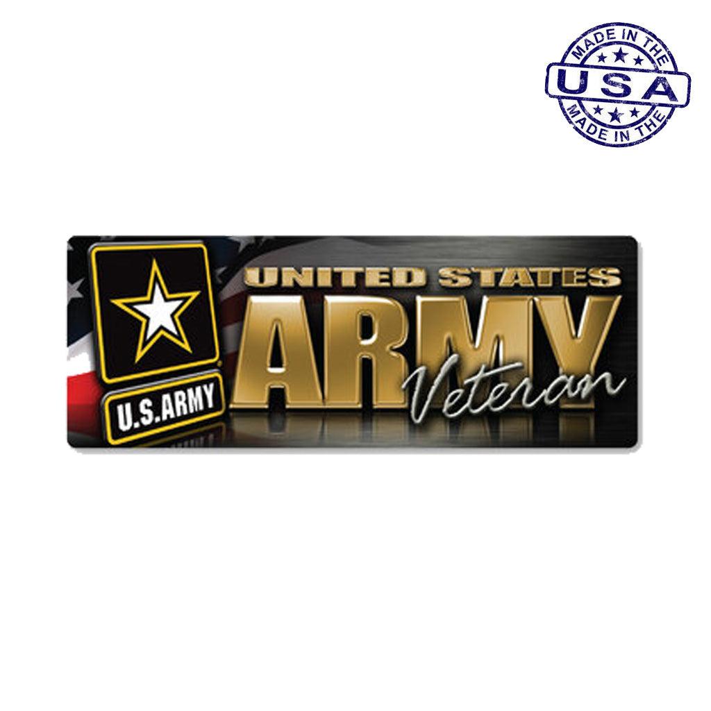 United States Army Veteran Chrome Bumper Strip Magnet (7.75" x 2.88") - Military Republic