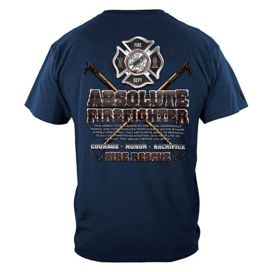 United States Absolute Firefighter Blue Print Premium T-Shirt - Military Republic