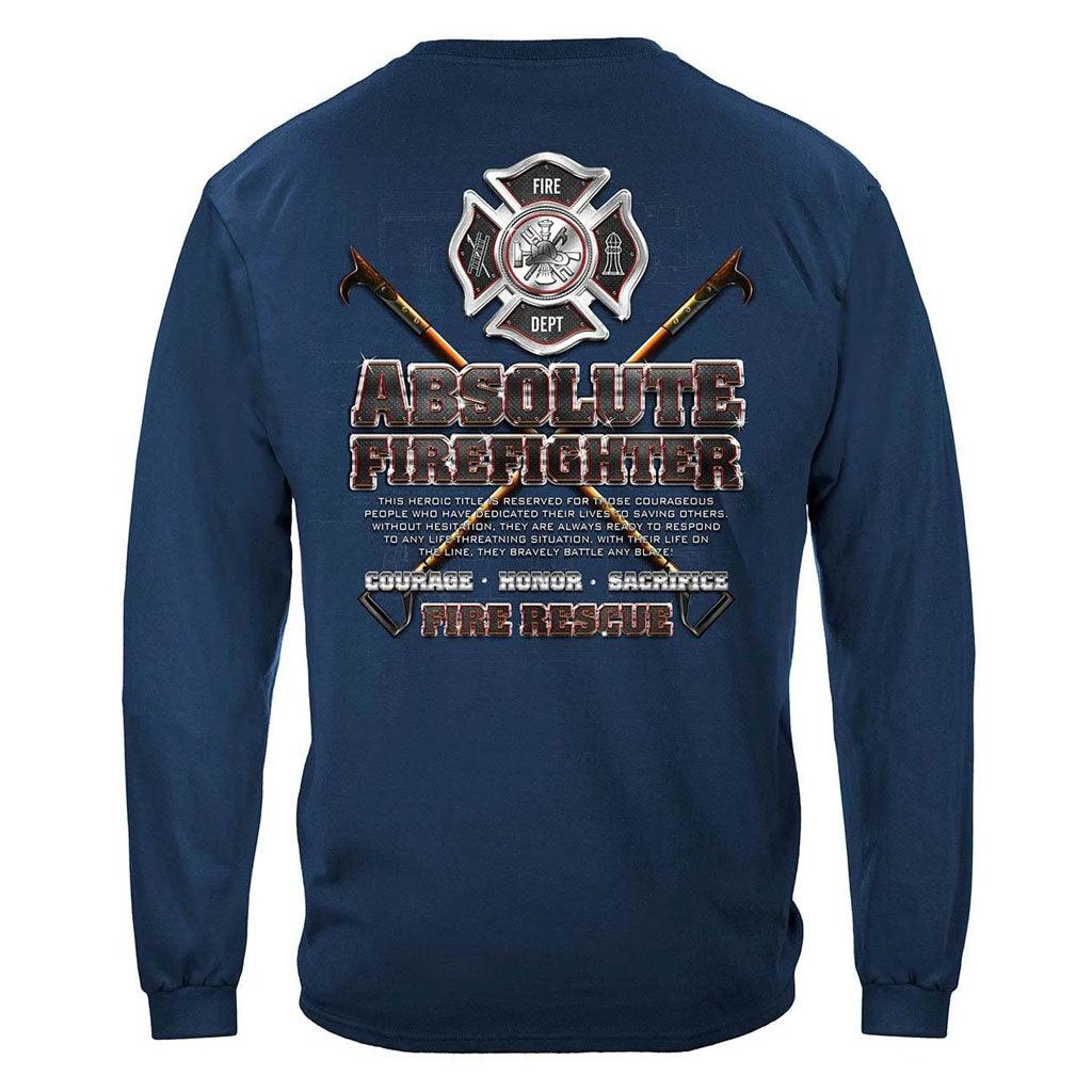 United States Absolute Firefighter Blue Print Premium Long Sleeve - Military Republic