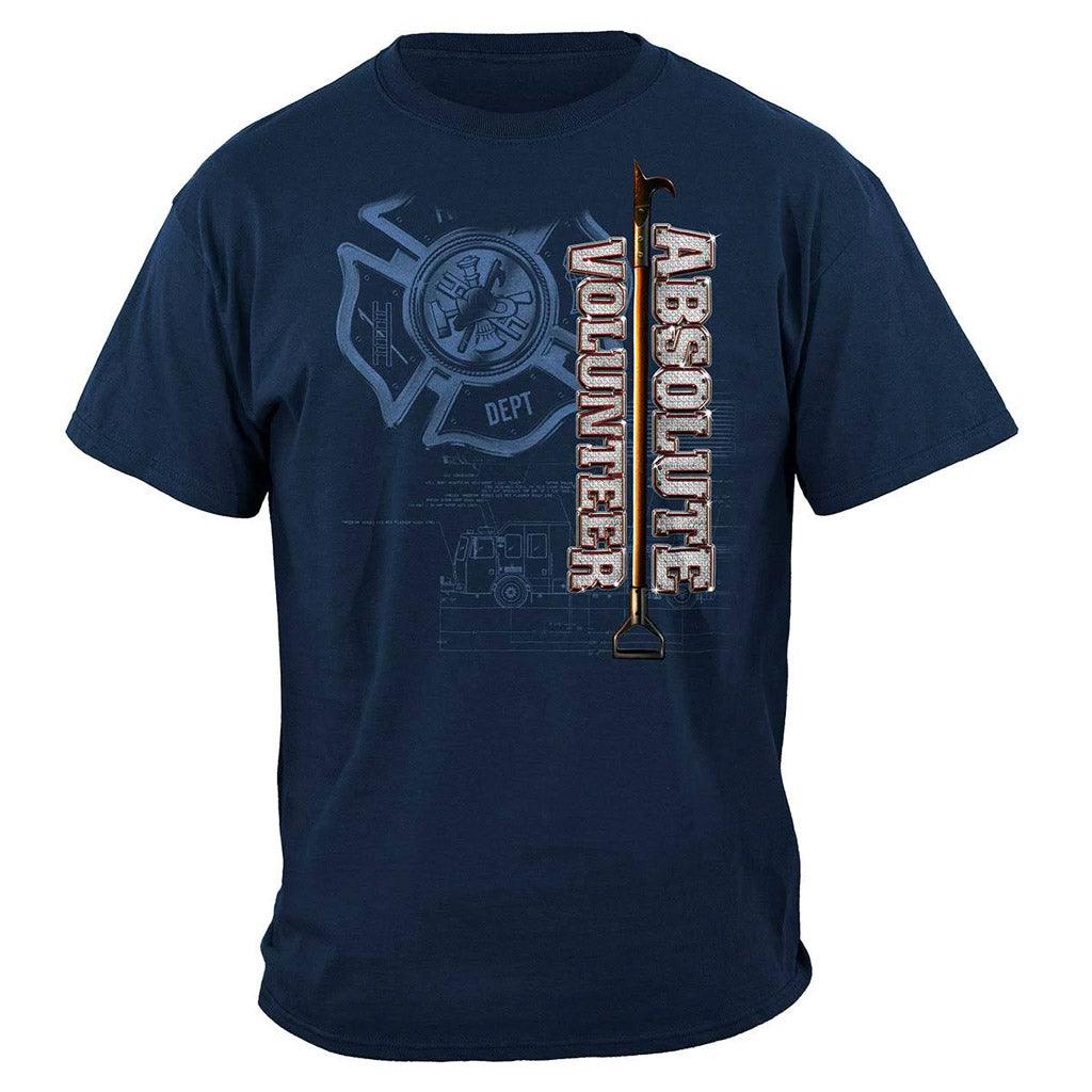 United States Absolute Volunteer Firefighter Blue Print Premium T-Shirt - Military Republic