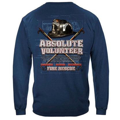 United States Absolute Volunteer Firefighter Blue Print Premium Long Sleeve - Military Republic