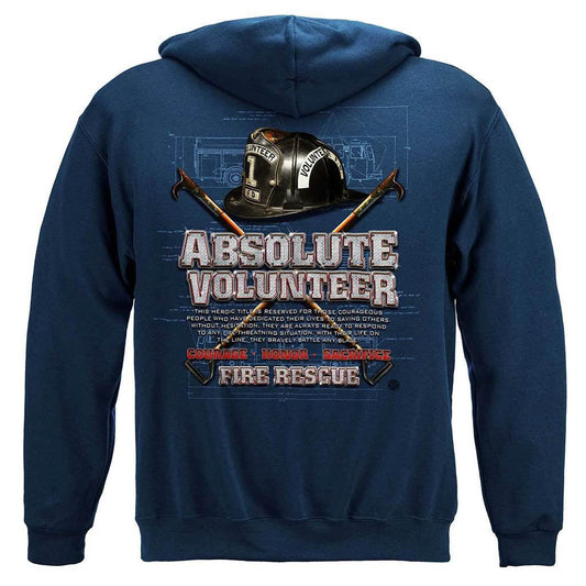 United States Absolute Volunteer Firefighter Blue Print Premium Hoodie - Military Republic