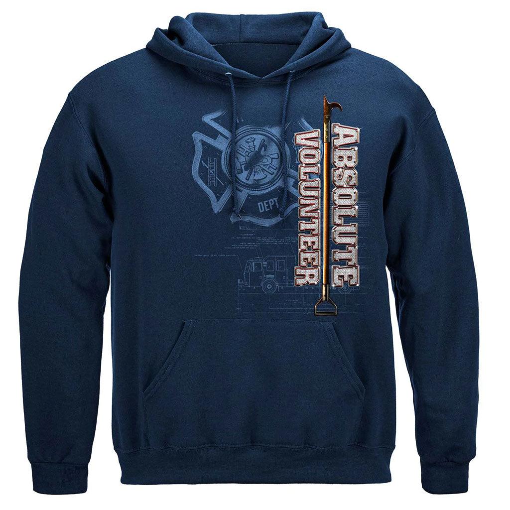 United States Absolute Volunteer Firefighter Blue Print Premium Long Sleeve - Military Republic
