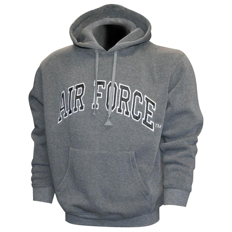 Air Force Embroidered Applique on Grey/Fleece Pullover Hoodie - Military Republic