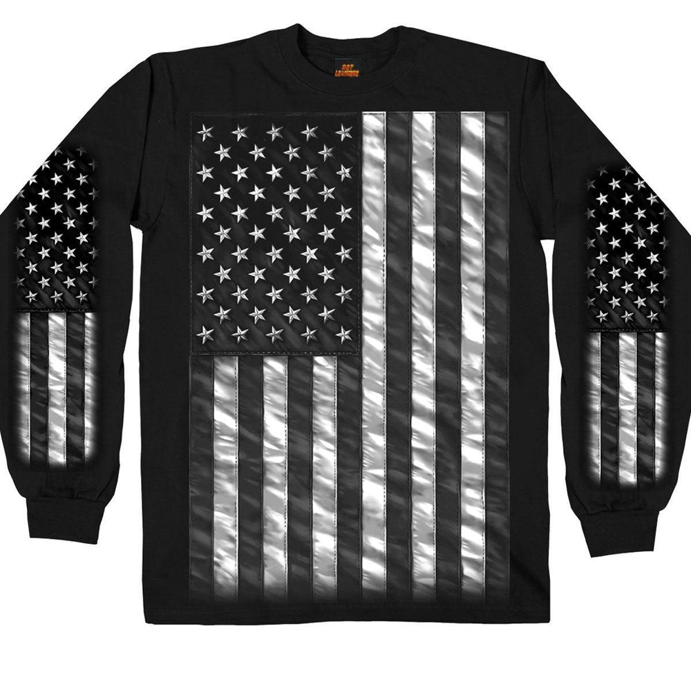 Jumbo Black & White American Flag Long Sleeve Shirt - Military Republic
