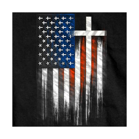 Patriotic American Flag & Cross T-Shirt - Military Republic