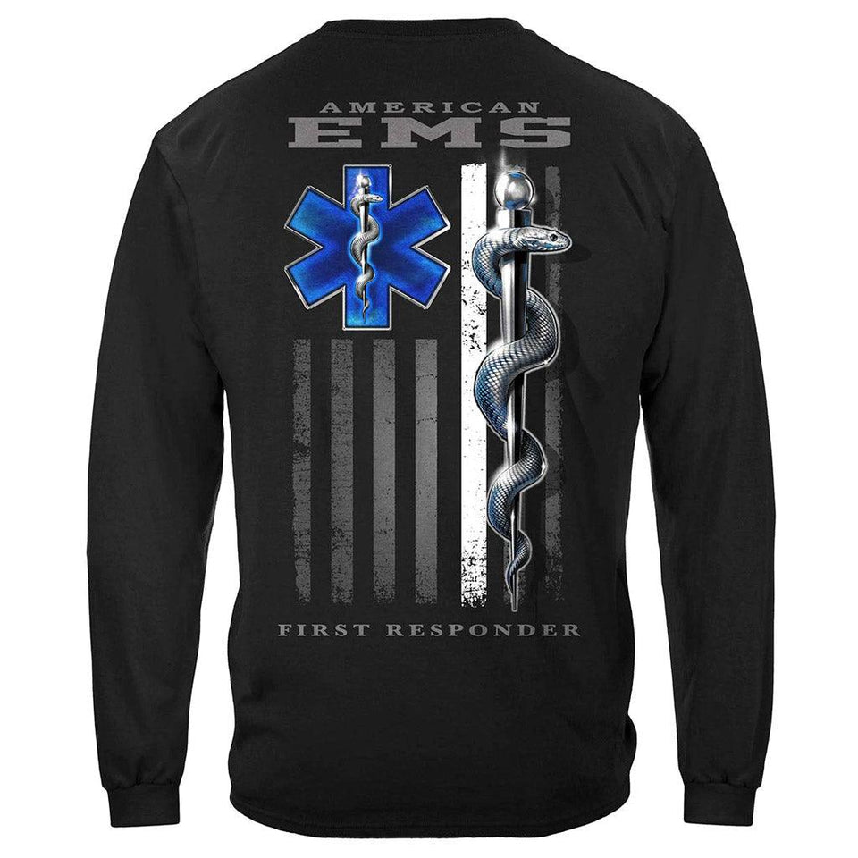 United States American EMS First Responder Ghost Flag Premium Hoodie - Military Republic