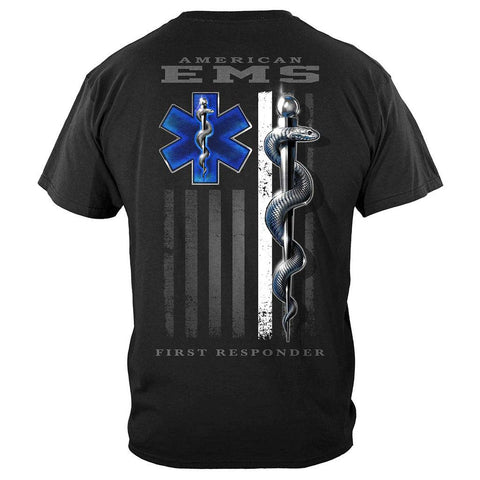 United States American EMS First Responder Ghost Flag Premium T-Shirt - Military Republic