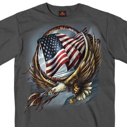 American Eagle Wings Flag and Hoop Biker T-Shirt - Military Republic