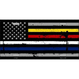 American Flag Police / Fire / EMS Stripes Metal License Plate - Military Republic