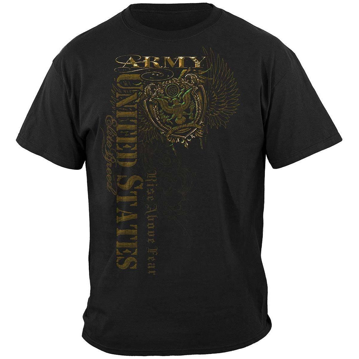 Army Crest Elite Breed Rise Above Fear Premium T-Shirt - Military Republic