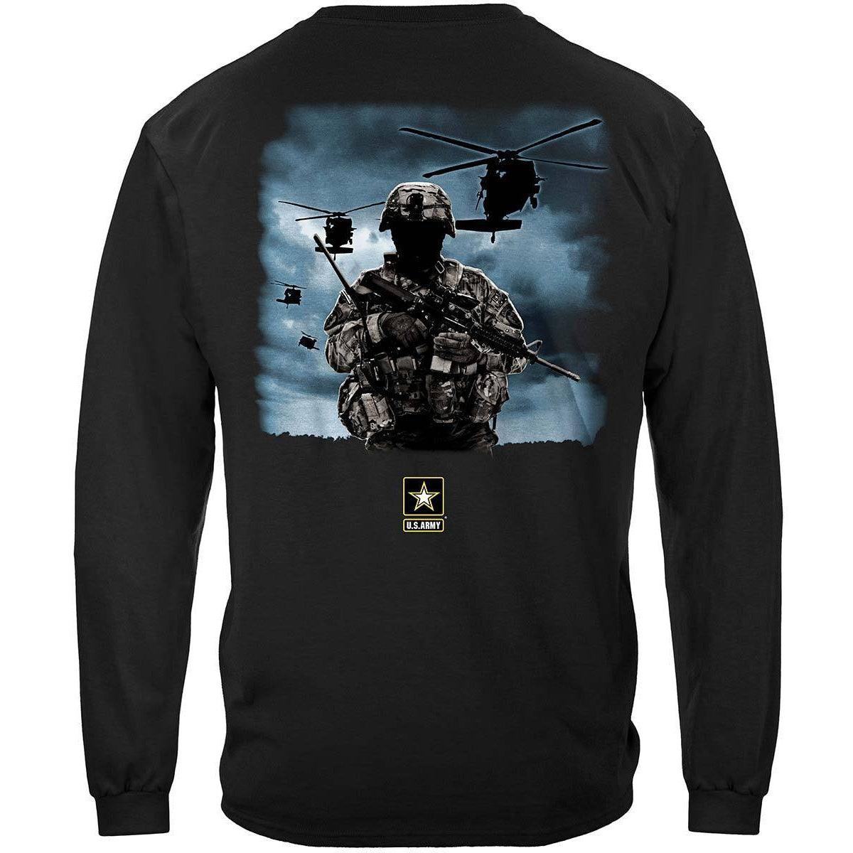 Army Strong Helicopter Soldier Black Long Sleeve - Military Republic