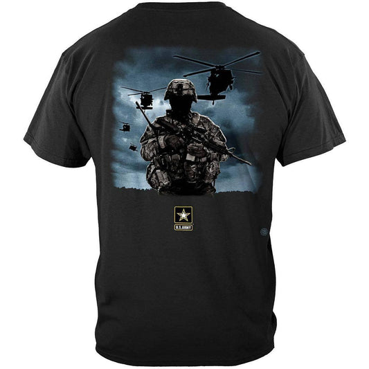 Army Strong Helicopter Soldier Black T-Shirt - Military Republic