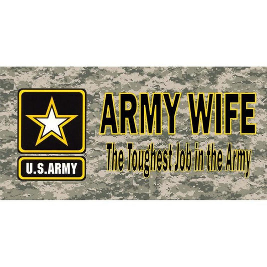 Army Wife -Toughest Job in Army Camo Photo License Plate - Military Republic