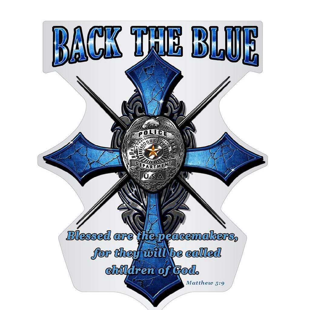Back the Blue Matthew 5:9 Christian Shirt Premium Reflective Decal - Military Republic