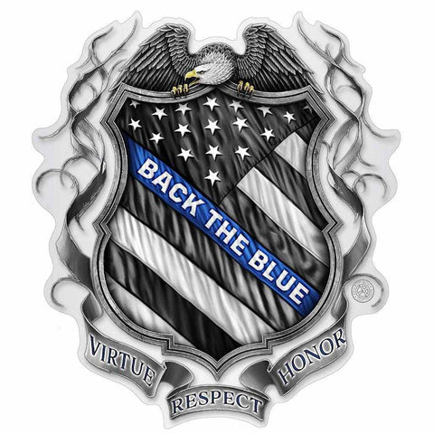 Back the Blue Virtue Respect Honor Premium Reflective Decal - Military Republic