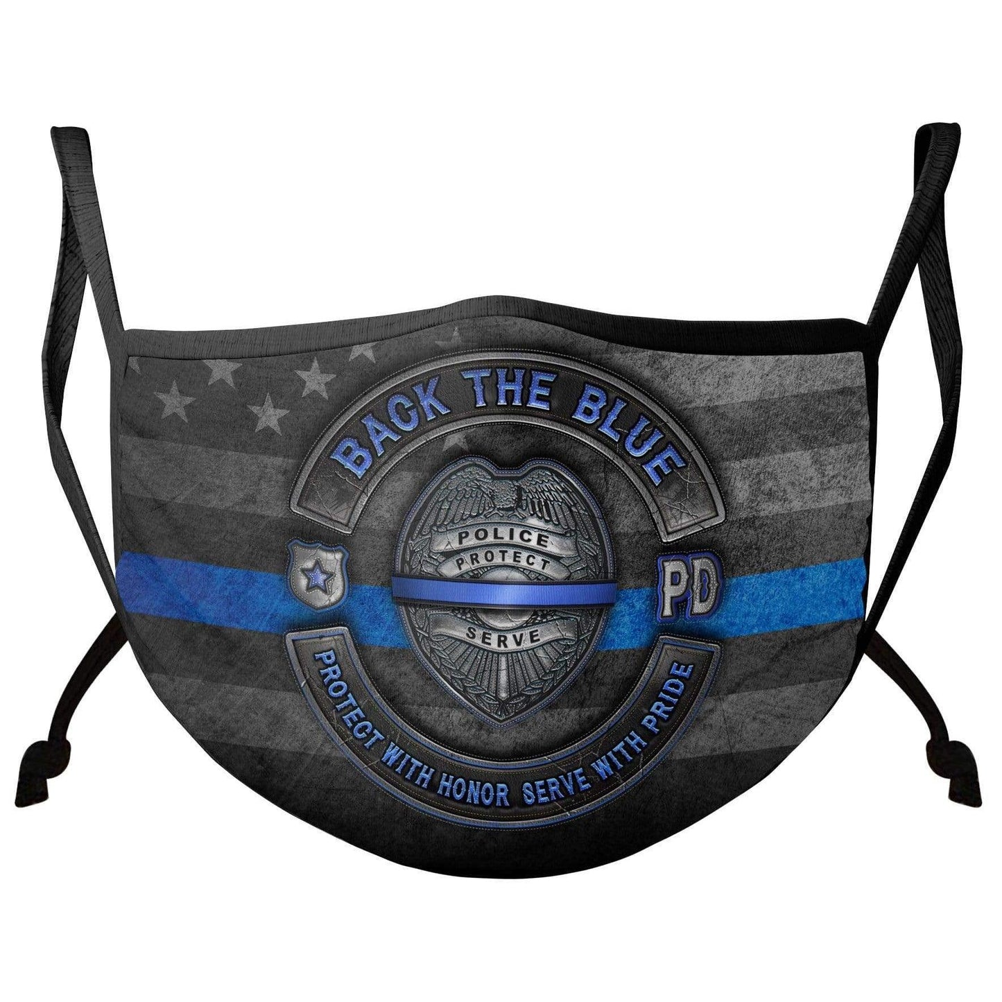 Back the Blue Law Enforcement Blue Lives Matter Serve and Protect Face Mask - Military Republic