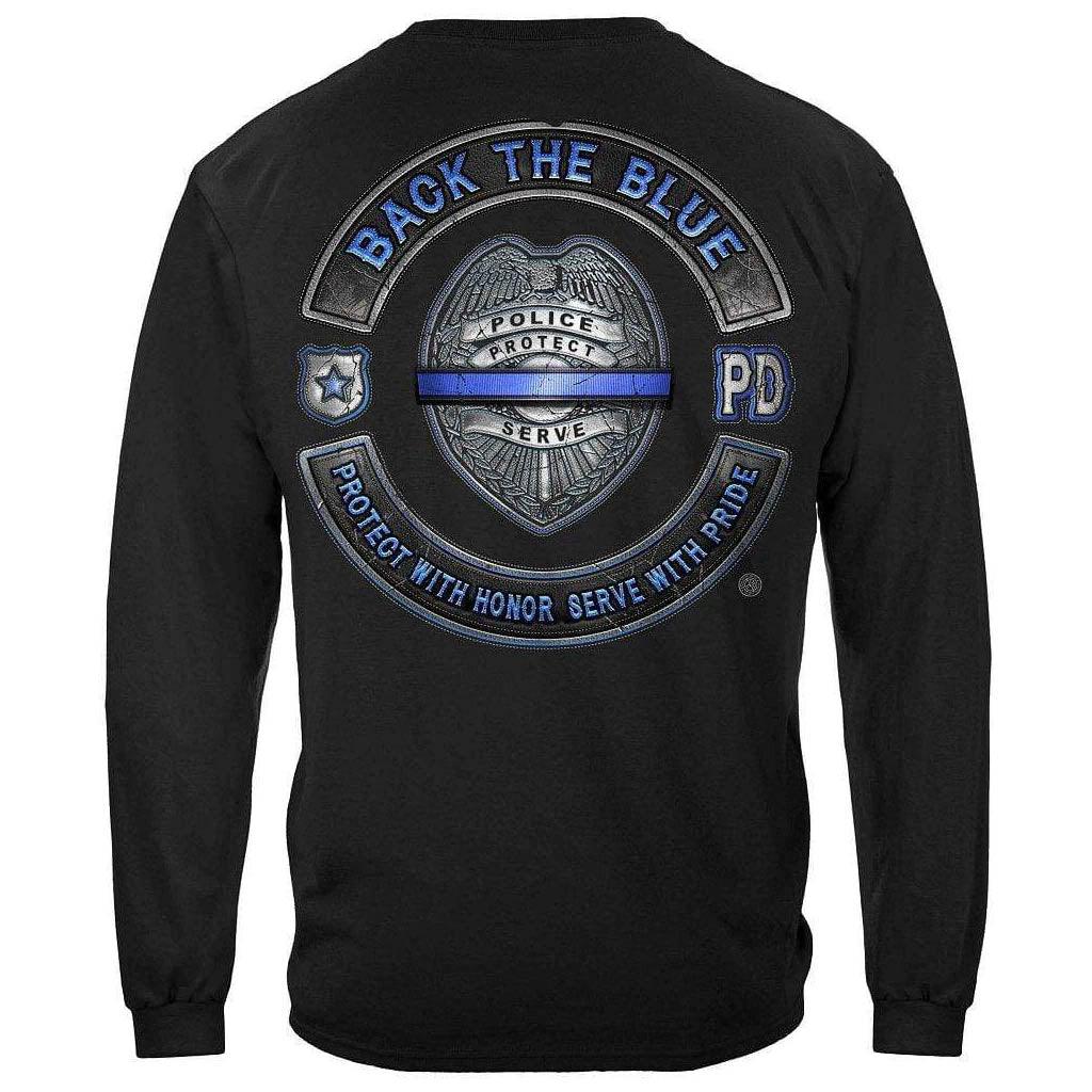 United States Back the Blue Law enforcement Blue lives Mater Serve and Protect Premium T-Shirt - Military Republic