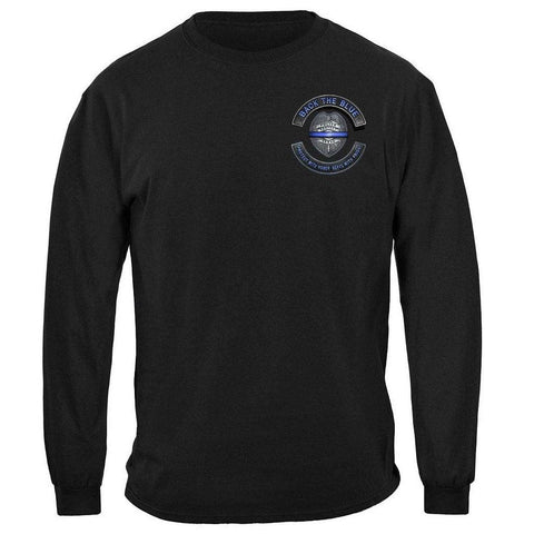 United States Back the Blue Law enforcement Blue lives Mater Serve and Protect Premium Long Sleeve - Military Republic