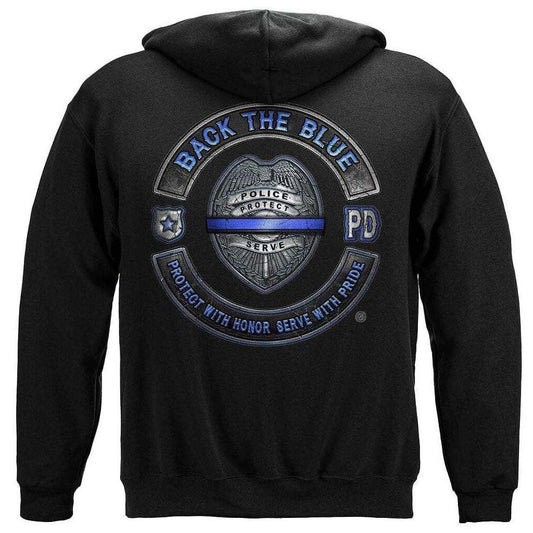 United States Back the Blue Law enforcement Blue lives Mater Serve and Protect Premium Hoodie - Military Republic