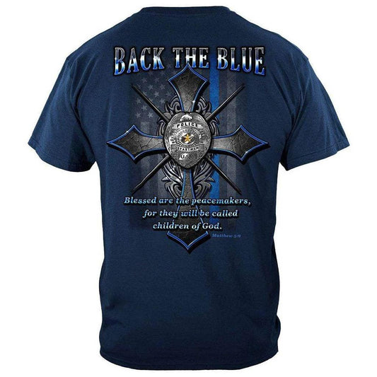 United States Back the Blue Matthew 5:9 Christian Shirt Premium T-Shirt - Military Republic