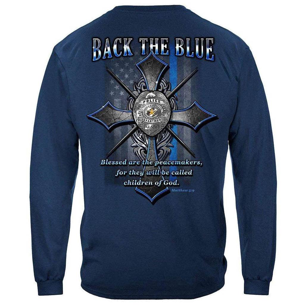 United States Back the Blue Matthew 5:9 Christian Shirt Premium Hoodie - Military Republic