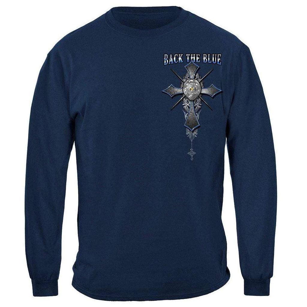 United States Back the Blue Matthew 5:9 Christian Shirt Premium Long Sleeve - Military Republic