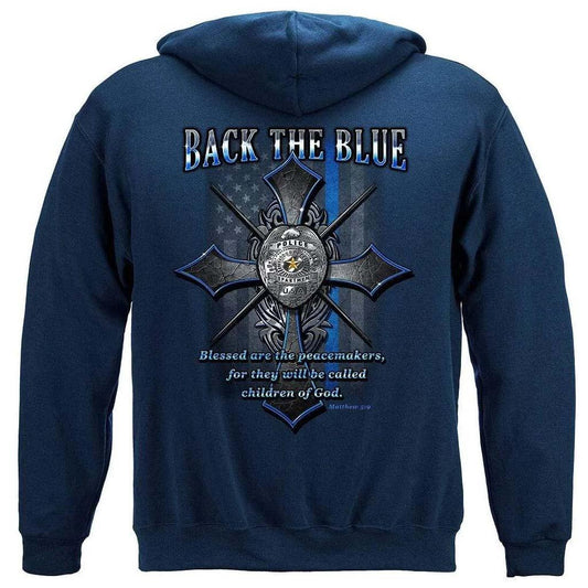 United States Back the Blue Matthew 5:9 Christian Shirt Premium Hoodie - Military Republic