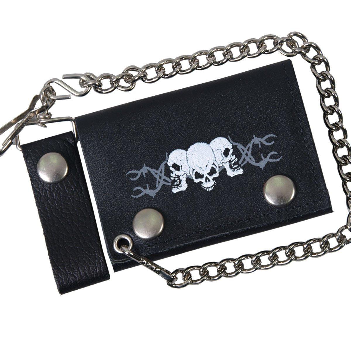 Barbed Wire Skull Genuine Leather Wallet - Military Republic