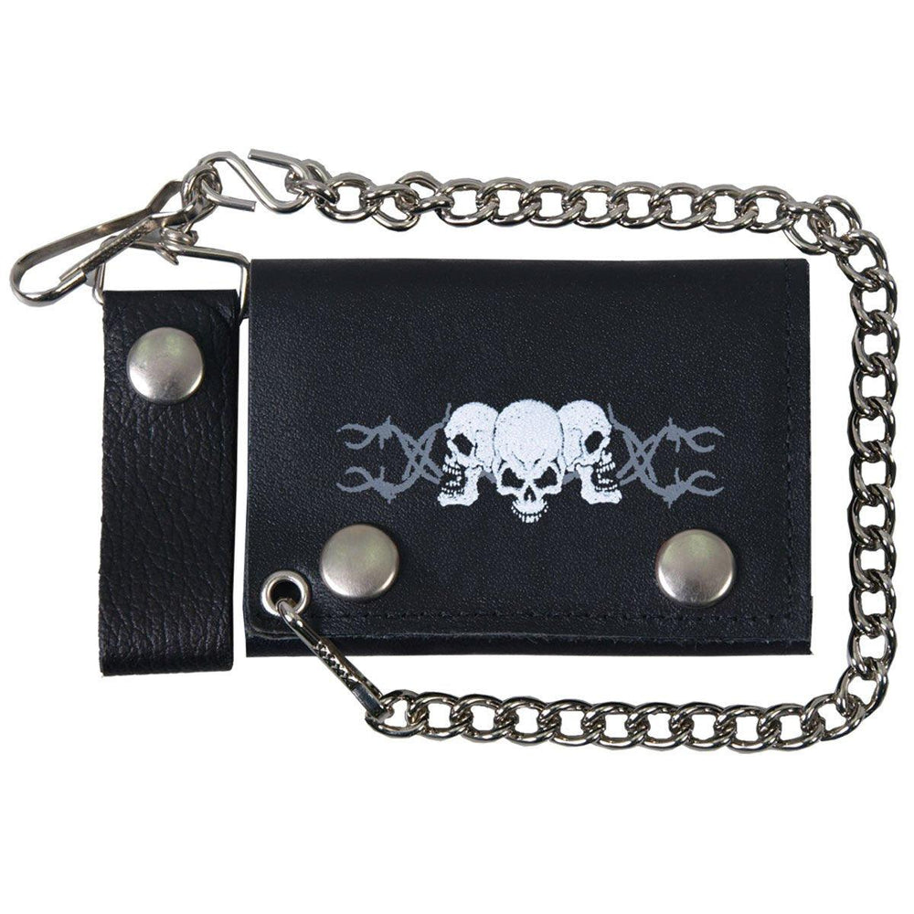 Barbed Wire Skull Genuine Leather Wallet - Military Republic