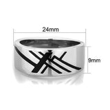 Biker Criss-cross Line High Polished Stainless Steel Ring With Epoxy in Jet - Military Republic