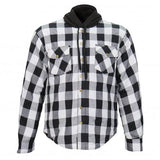 Hot Leathers Black and White Hooded Armored Flannel Jacket - Military Republic