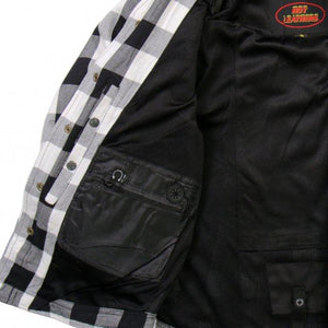 Hot Leathers Black and White Hooded Armored Flannel Jacket - Military Republic