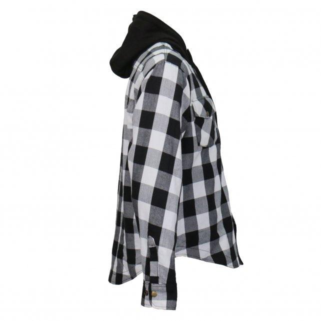 Hot Leathers Black and White Hooded Armored Flannel Jacket - Military Republic
