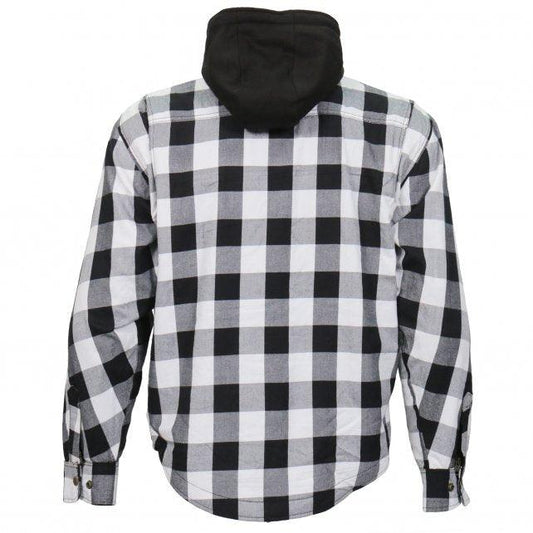 Hot Leathers Black and White Hooded Armored Flannel Jacket - Military Republic