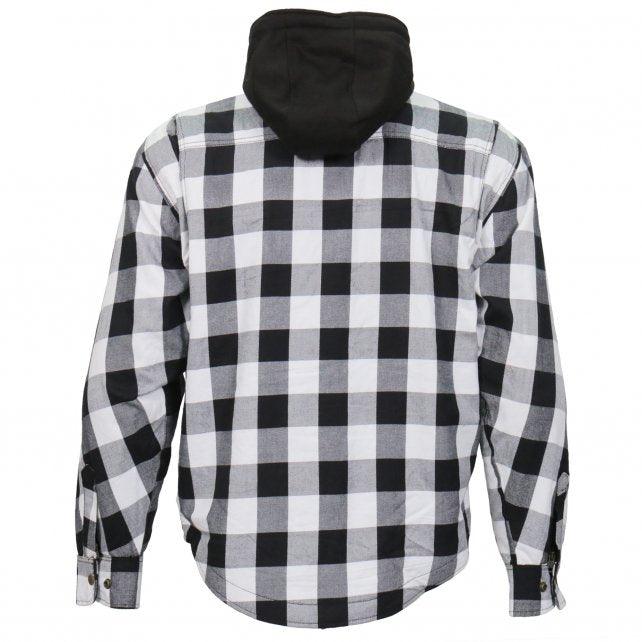 Hot Leathers Black and White Hooded Armored Flannel Jacket - Military Republic